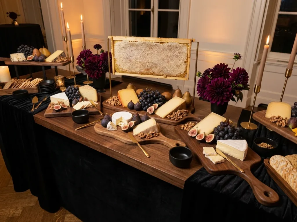Autumn cheese display on table