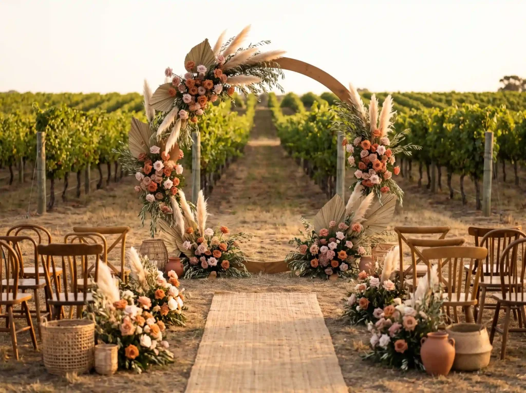 Bohemian vineyard wedding ceremo… K