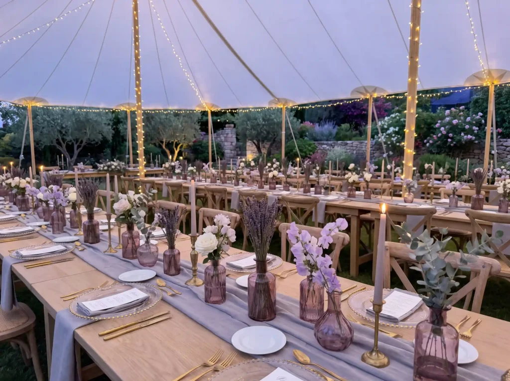 Lavender twilight wedding dinner… K