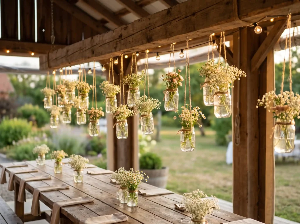 Mason jars hanging over table K