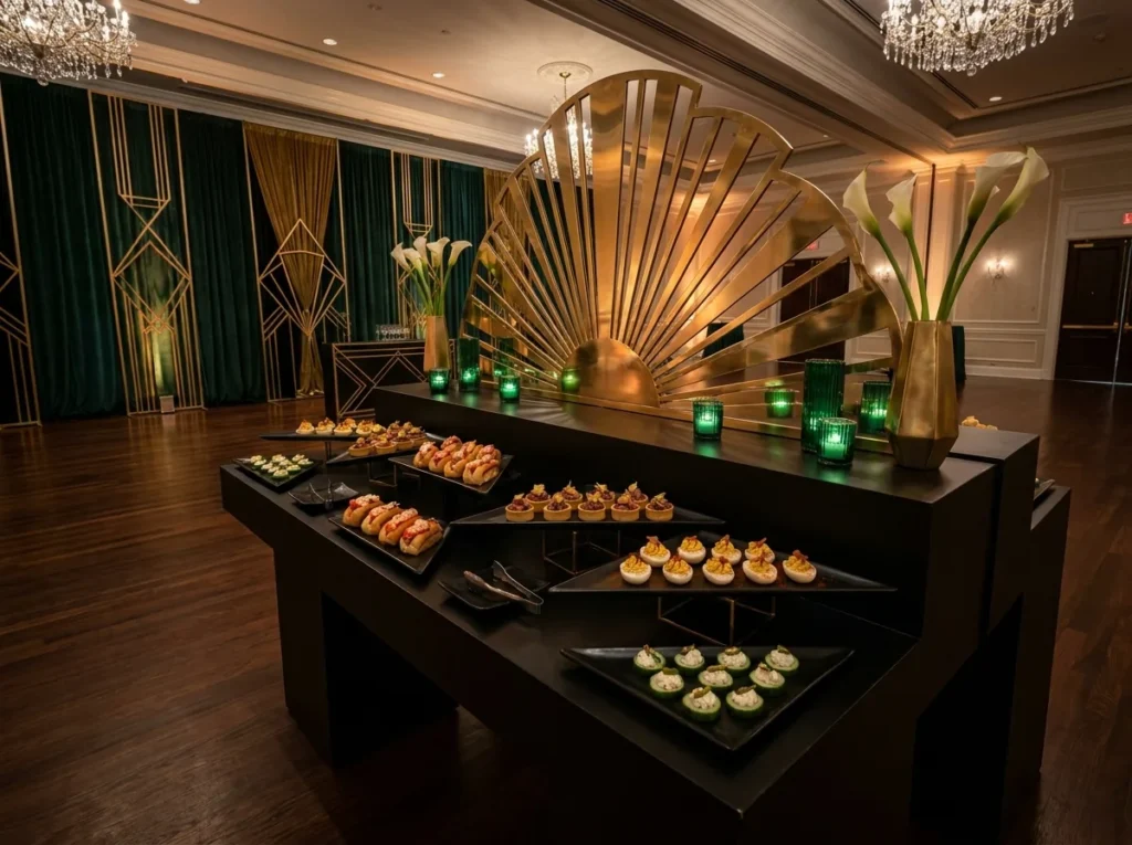 Art Deco cocktail station setup