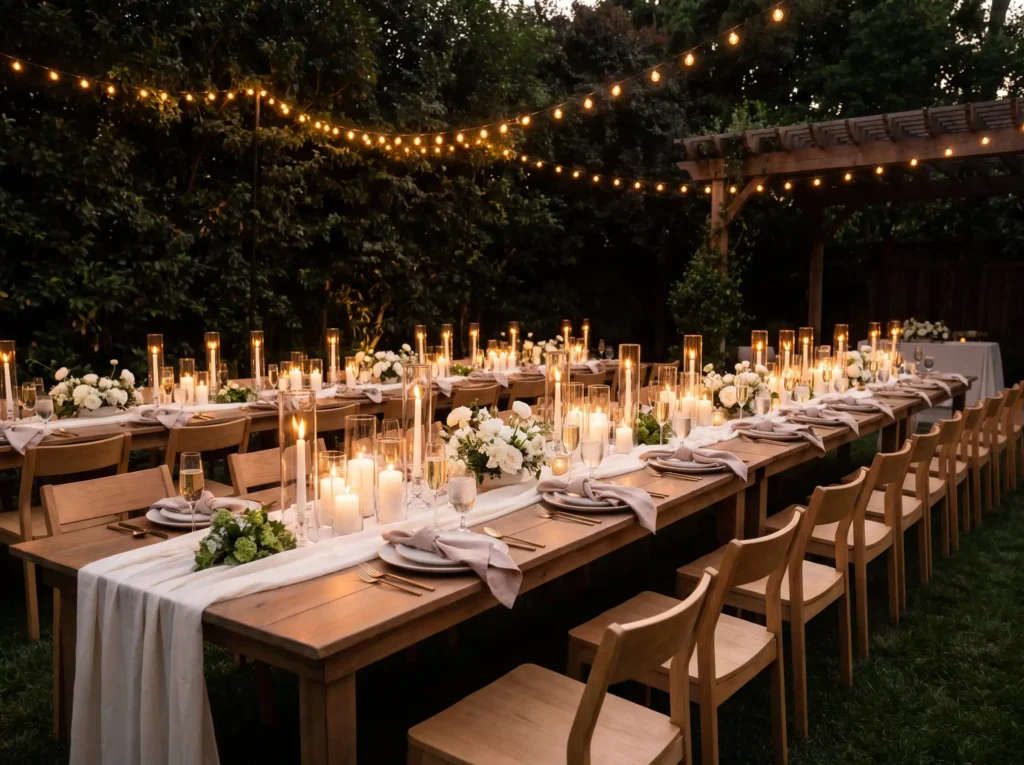 Candlelit backyard dinner table … K