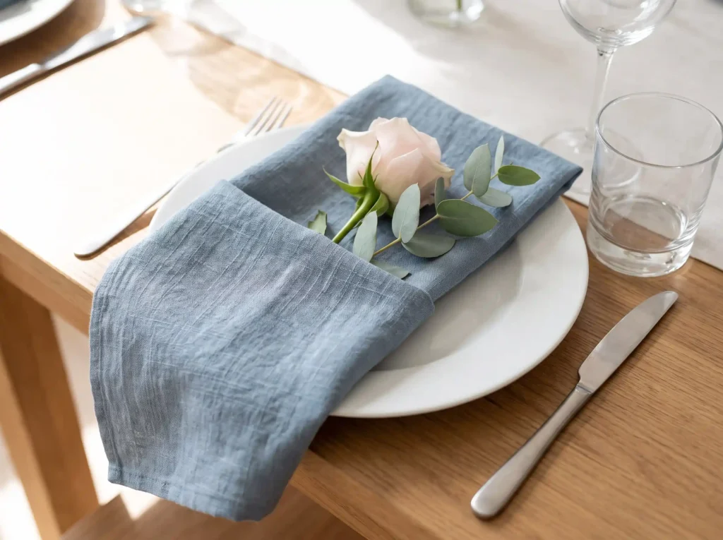 Cloth napkin wedding place setting K