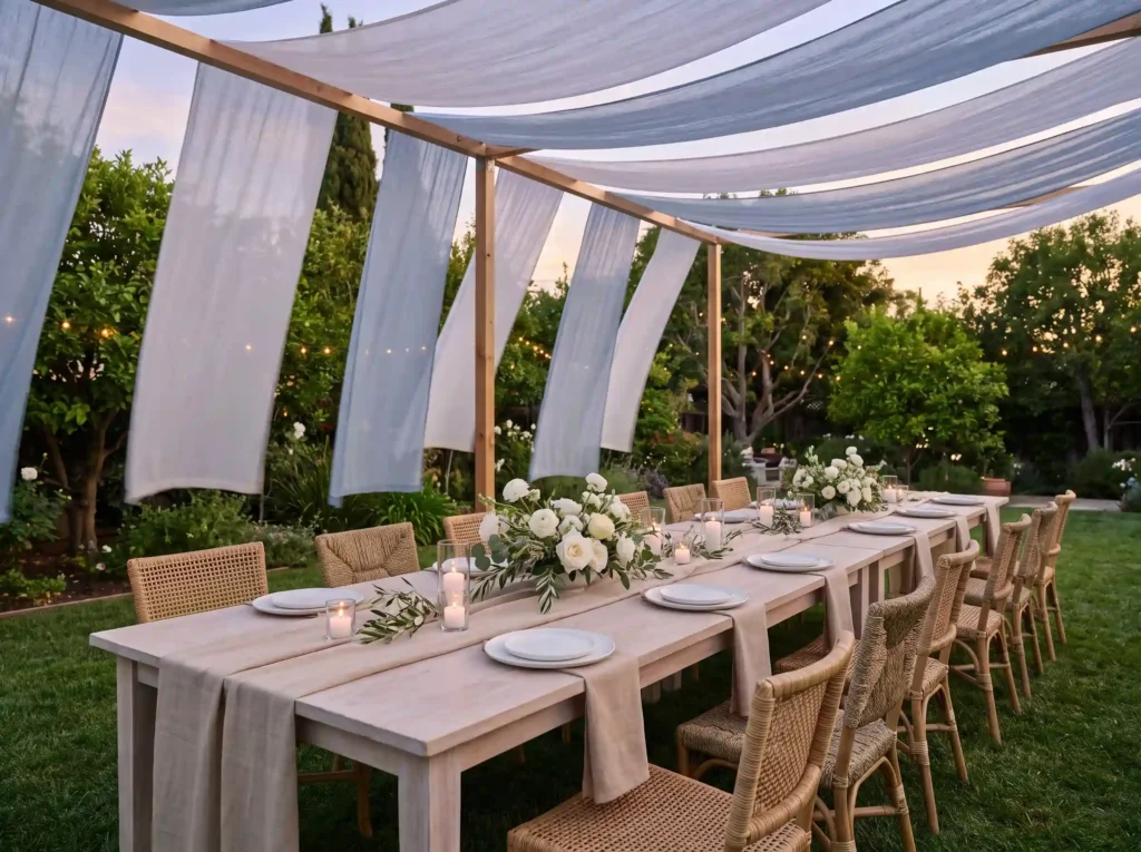 Coastal backyard dinner setup K