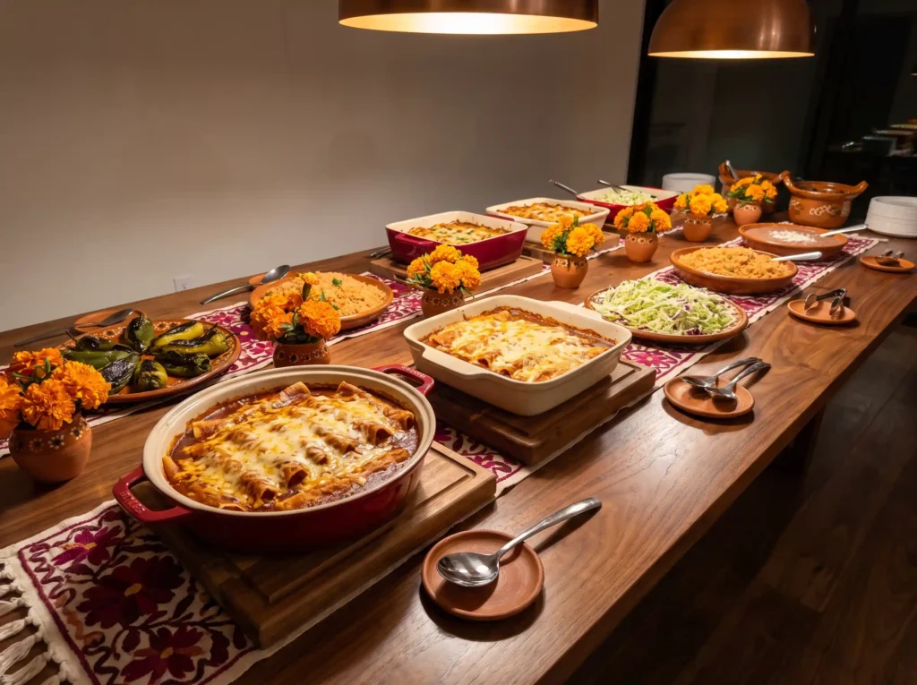 Enchilada casserole buffet spread K