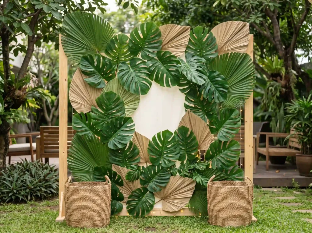 Tropical palm leaf wall backdrop K