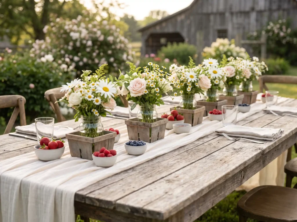 Berry baskets holding floral cen… K