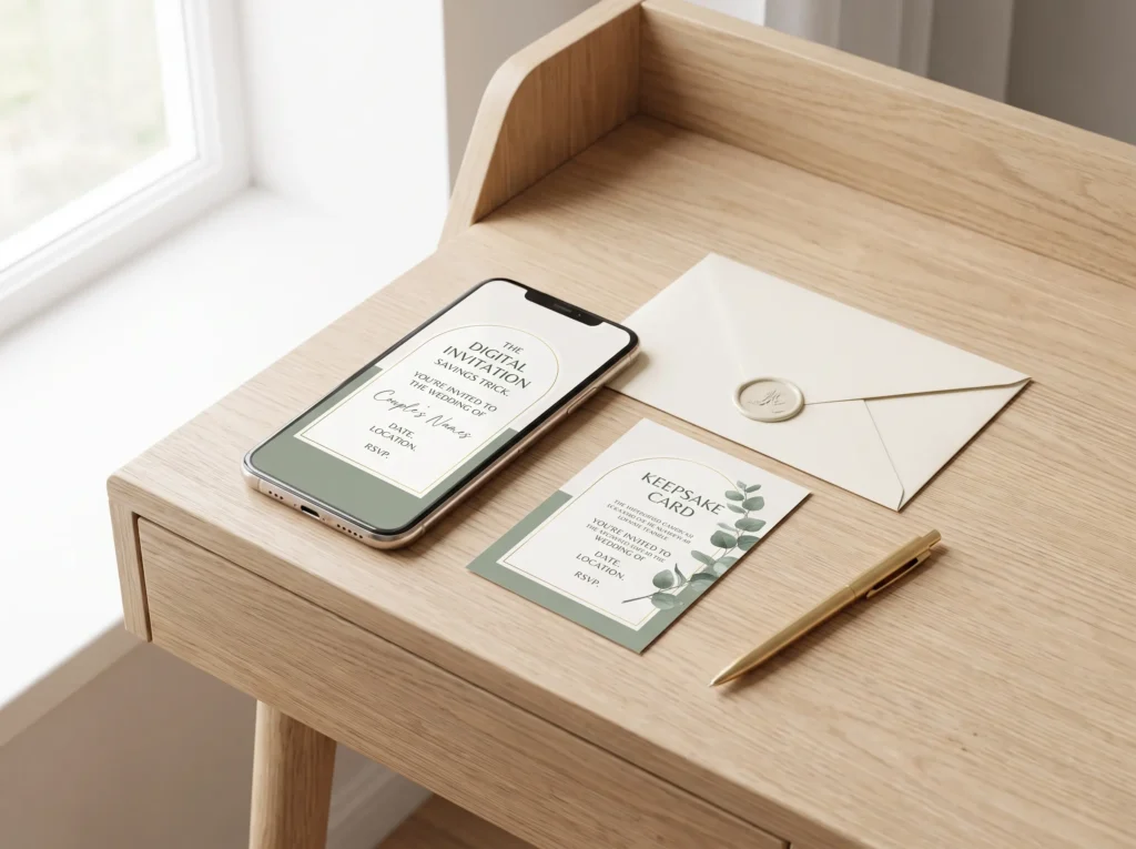 Digital wedding invitation flat lay K