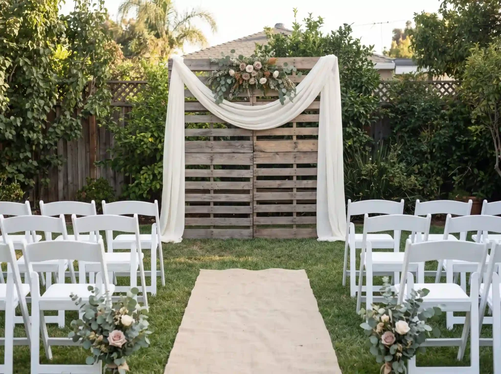 DIY pallet ceremony backdrop K