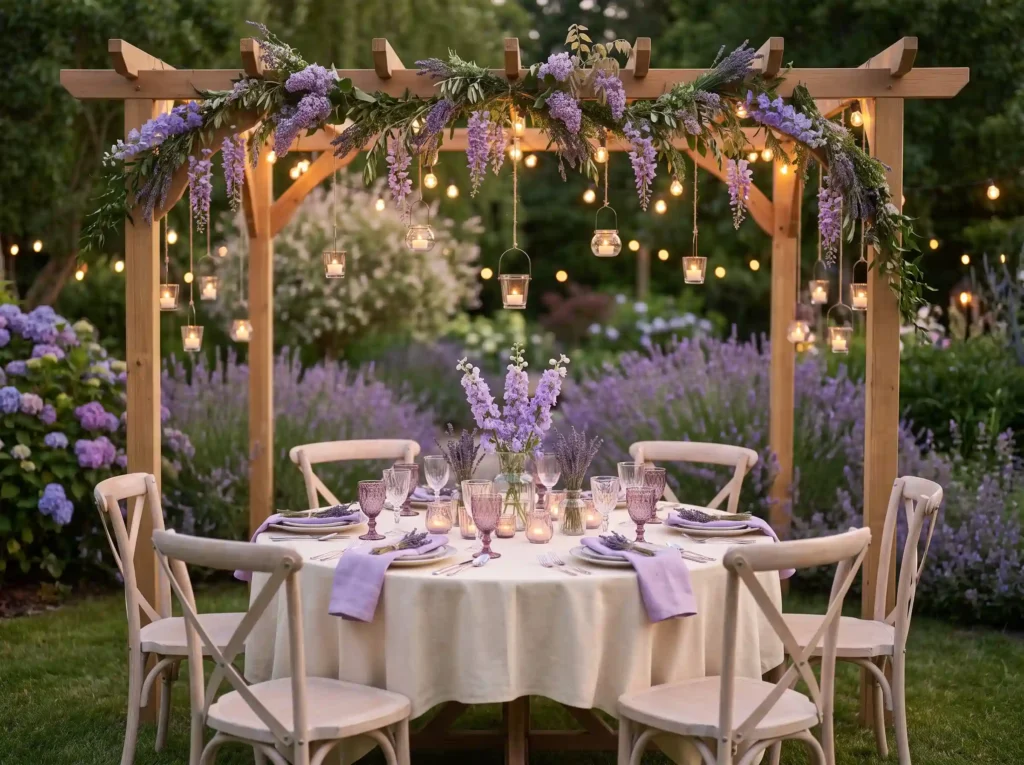 Lavender backyard reception dinn… K