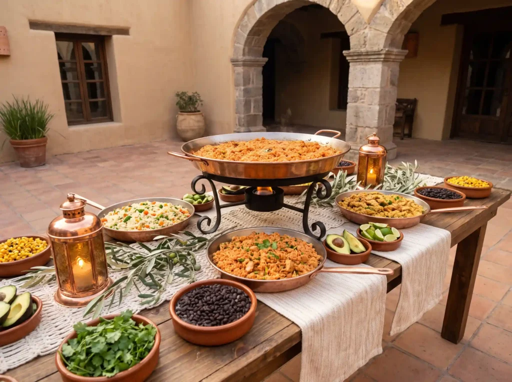 Mexican rice buffet in courtyard K