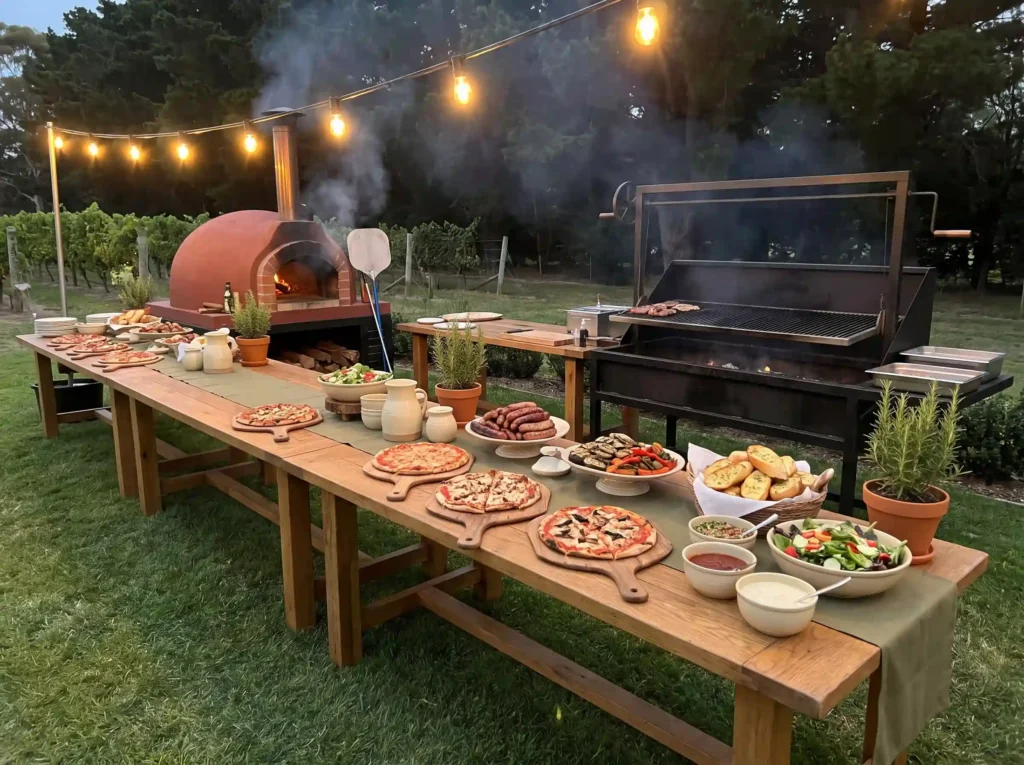 Pizza and BBQ buffet wedding K