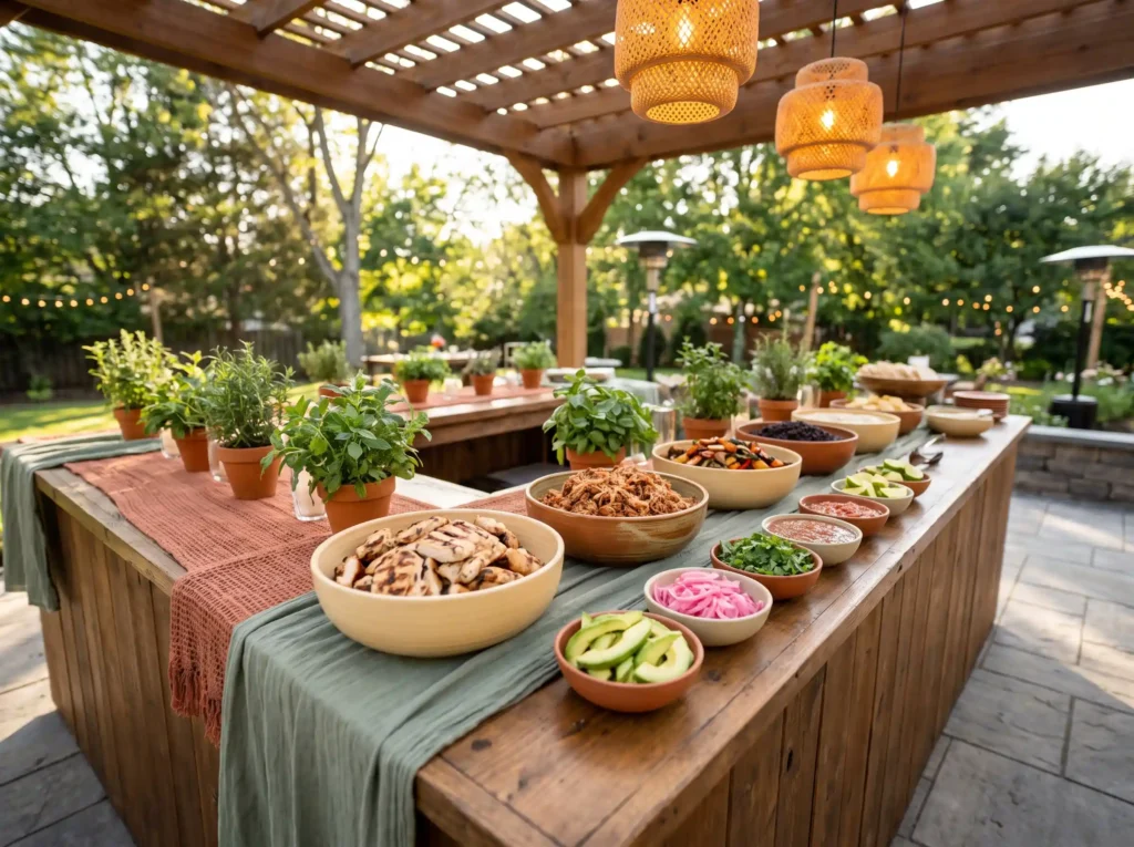 Taco bar styled for wedding K