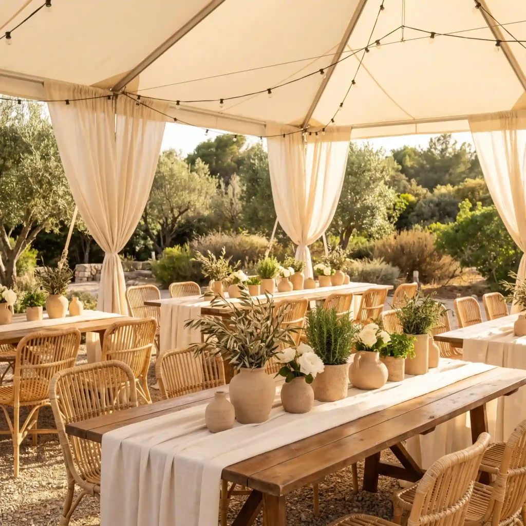 Mediterranean linen wedding rece… K