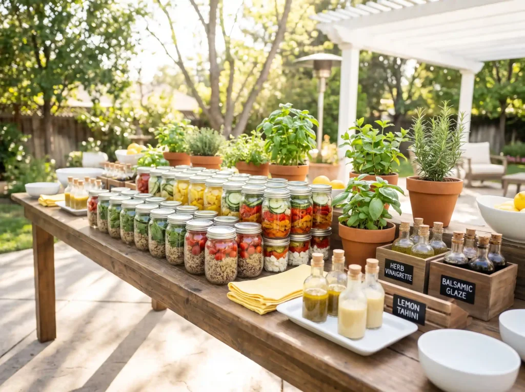 Salad bar setup at wedding K