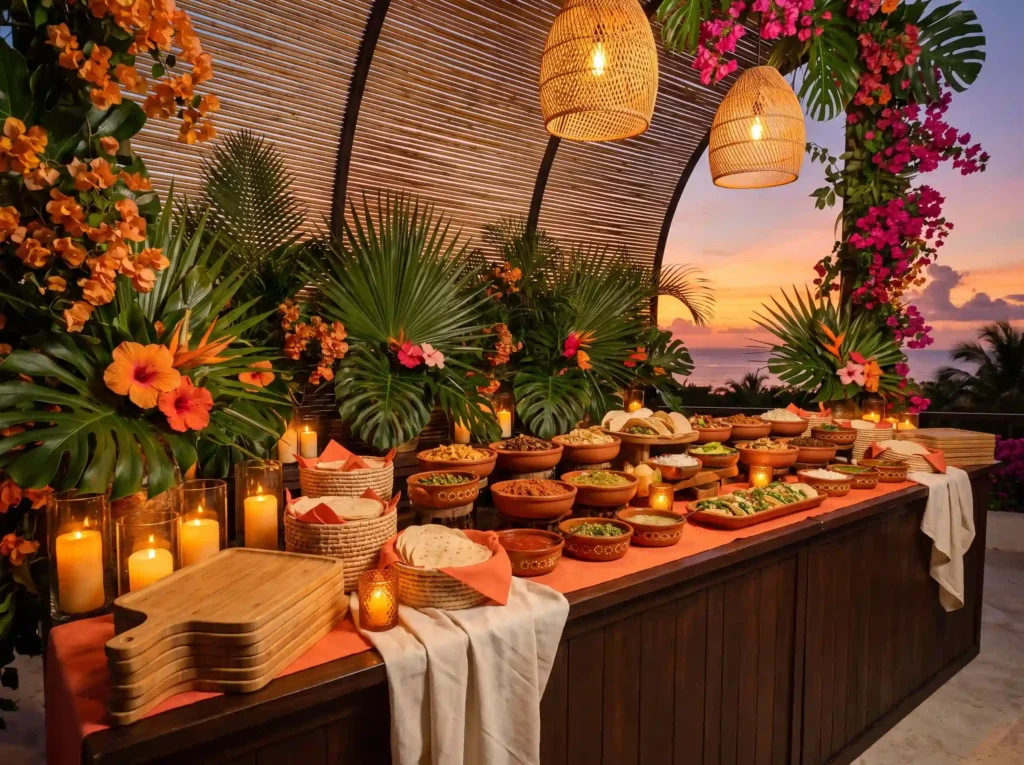Tropical wedding taco station K