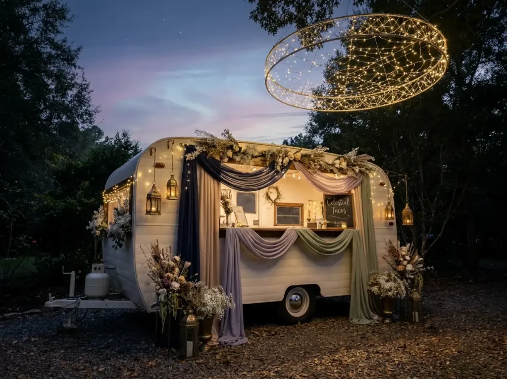 Celestial taco trailer at night