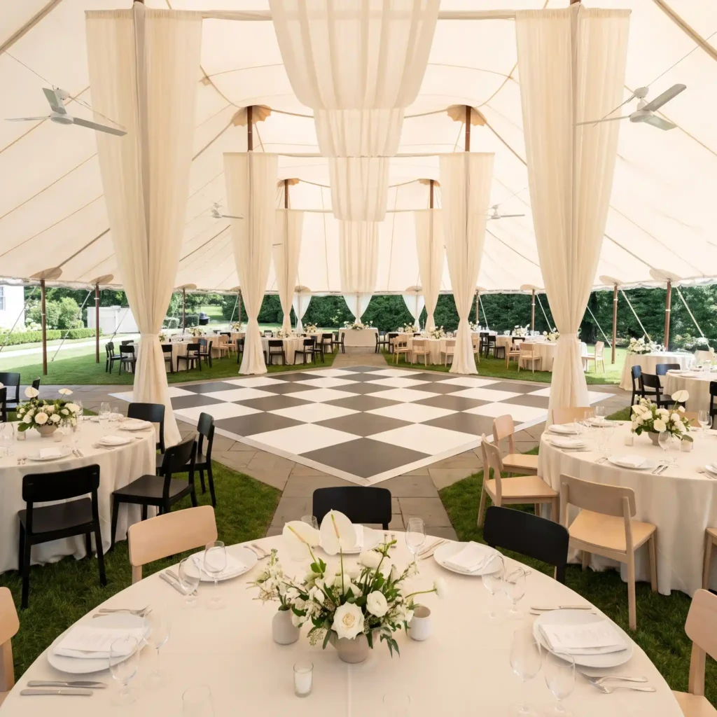 Modern checkerboard wedding rece… K