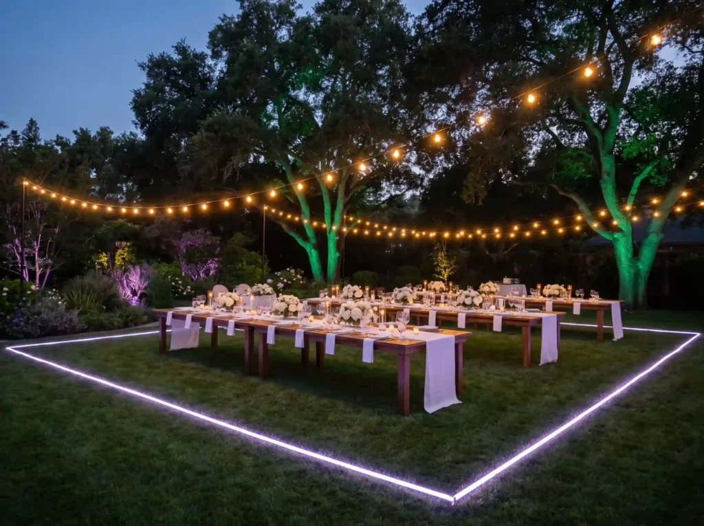 Neon garden wedding reception li… K