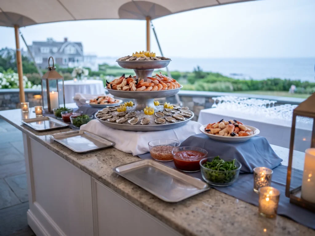 Seafood buffet at summer wedding K