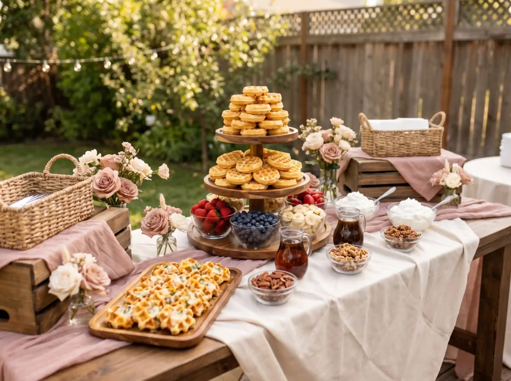 Waffle bar at wedding reception K