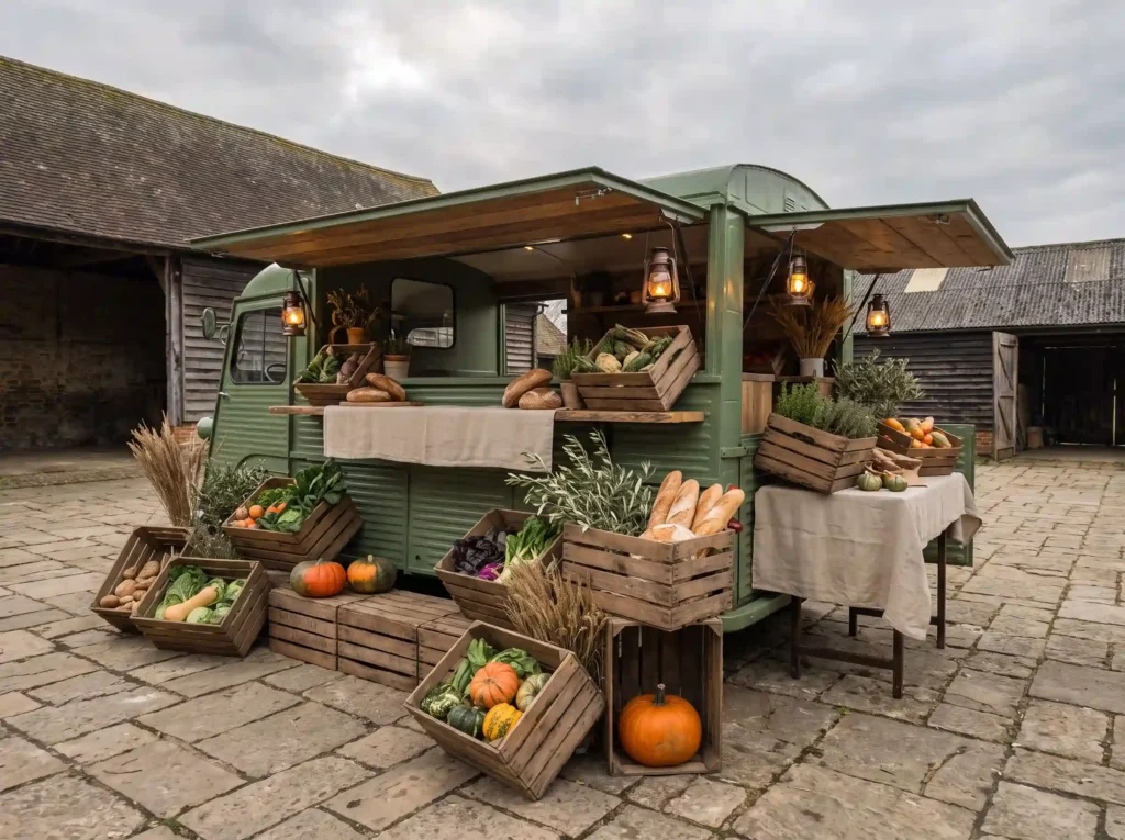 Farm to table wedding truck display K