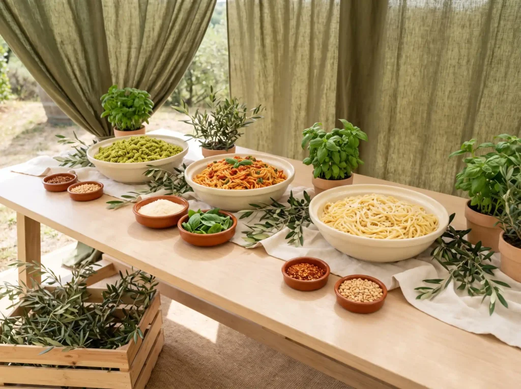 Fresh pasta and pesto station K