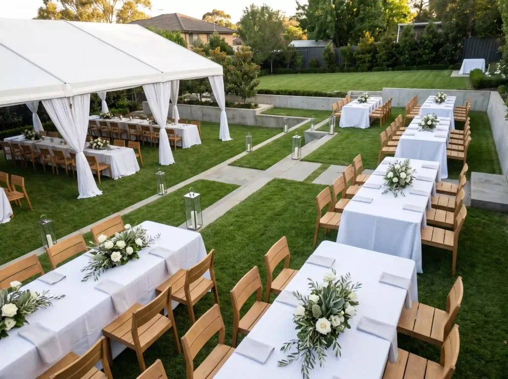 Modern terraced lawn wedding rec… K
