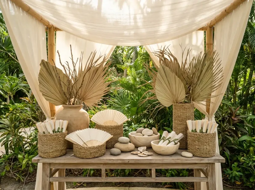 Resort wedding fan station display