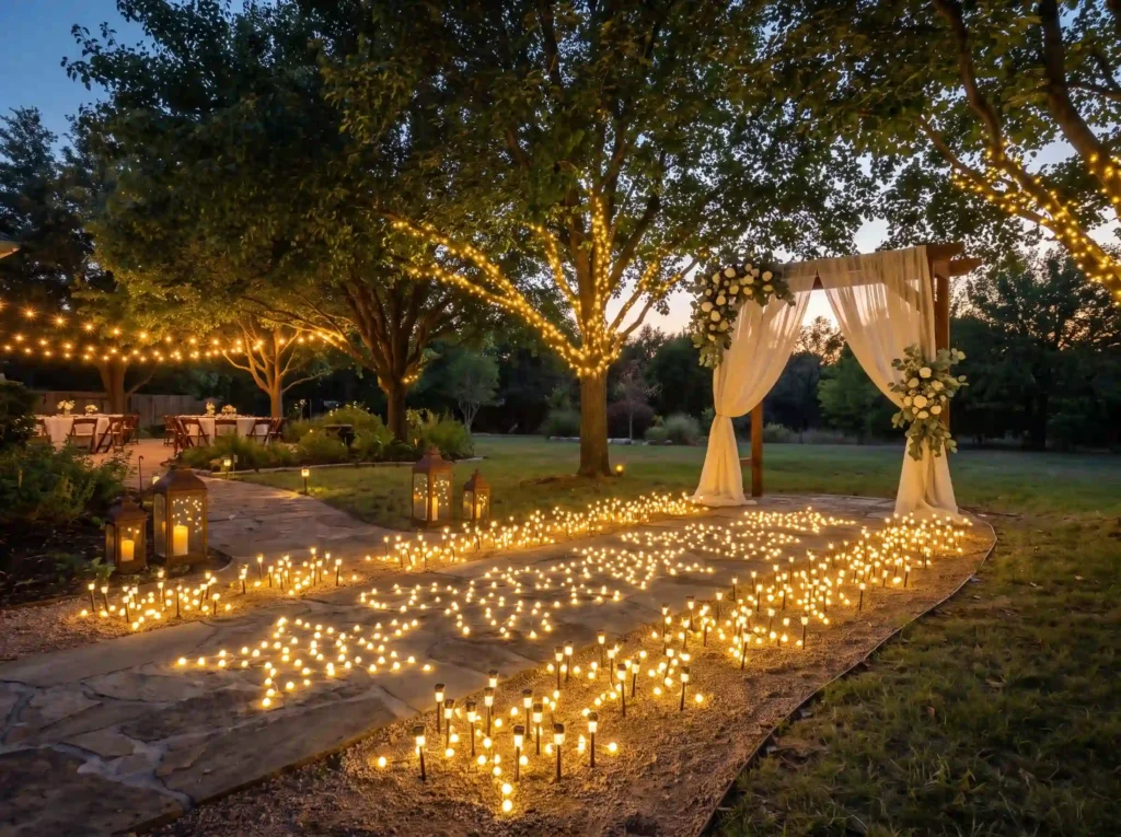 Solar lights illuminate wedding … K
