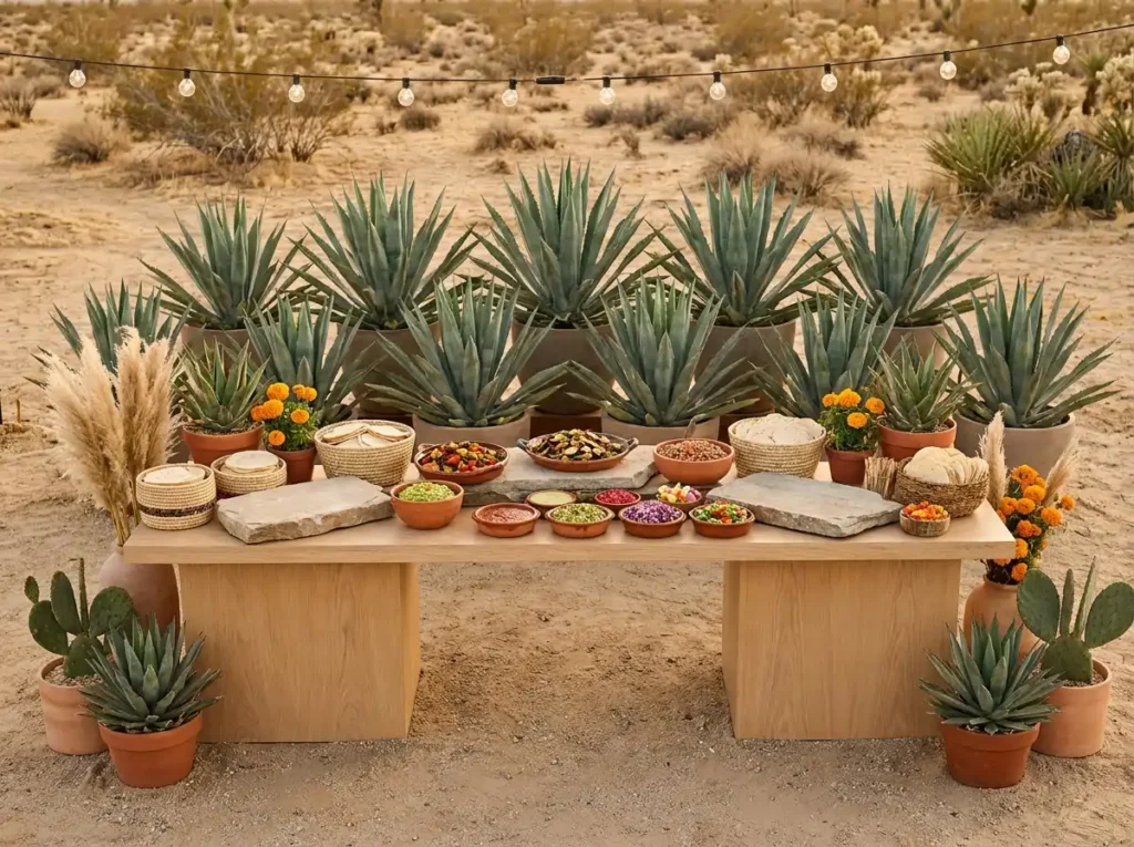Desert wedding taco bar
