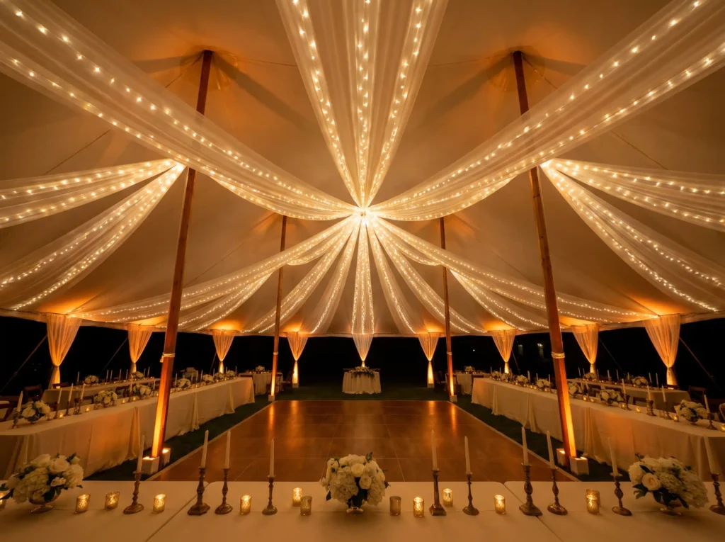 Tent wedding reception with lights K