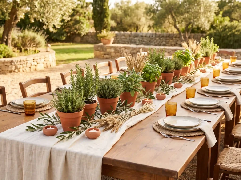 Terracotta herb garden tablescape K