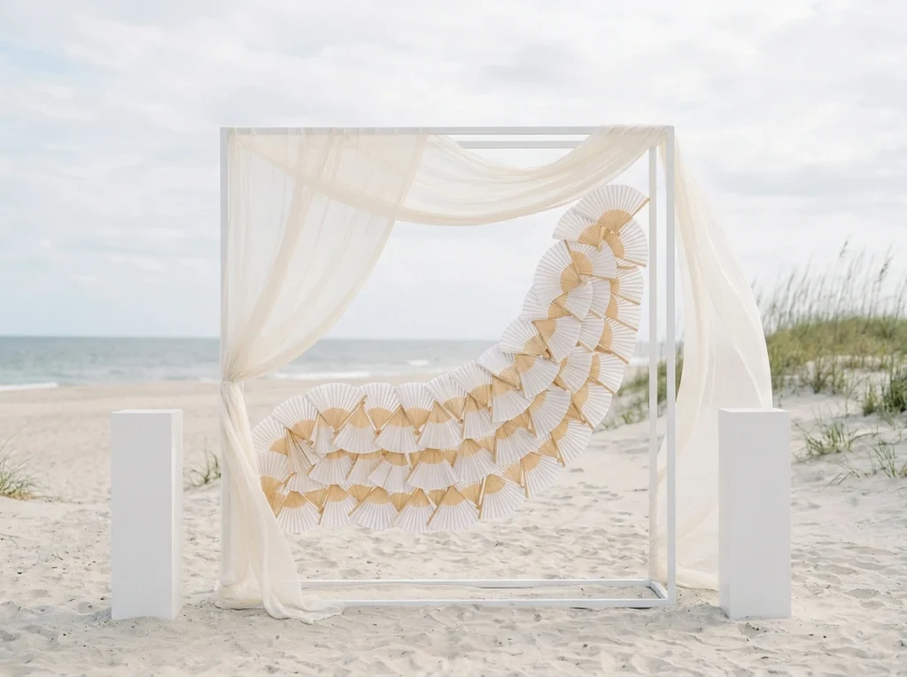 White fan canopy display
