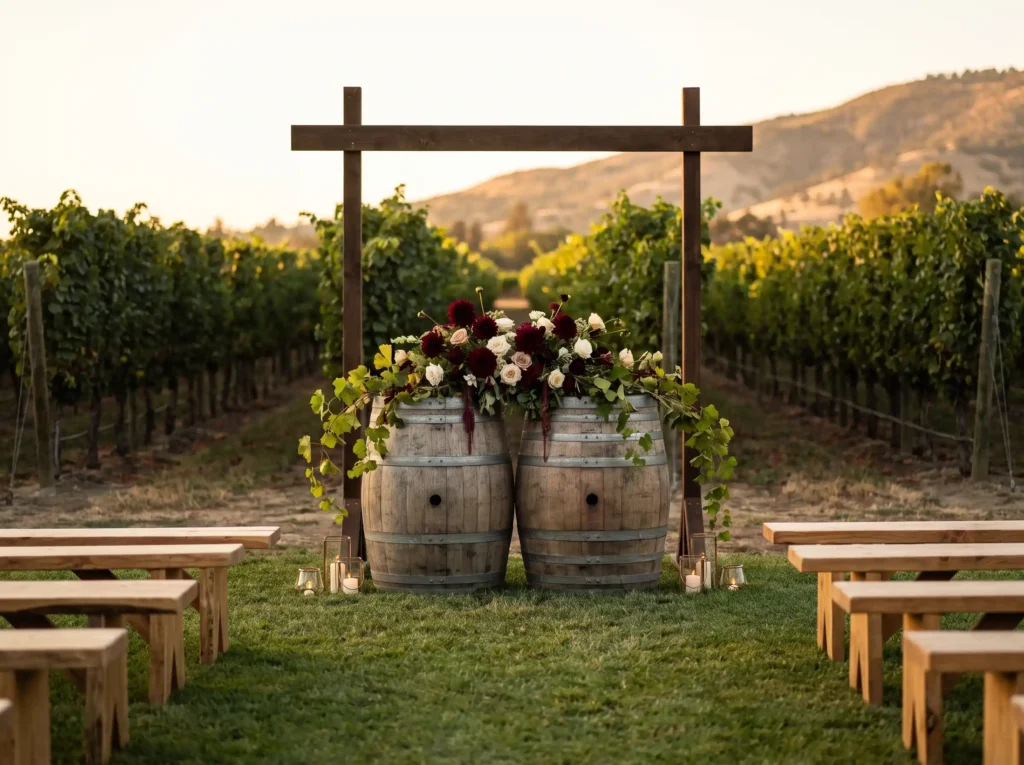Wine barrel altar at ceremony K