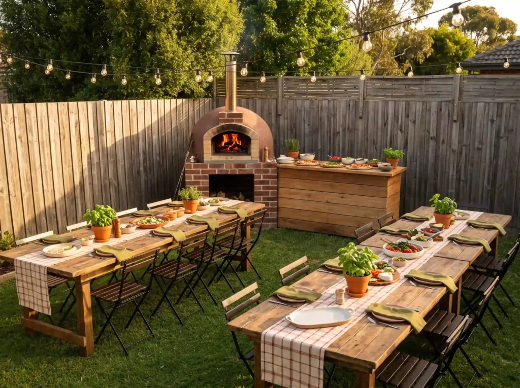 Backyard pizza party reception K