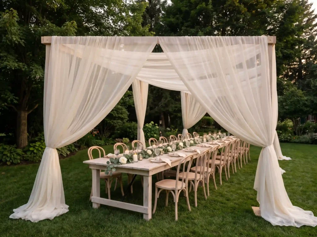Backyard wedding reception table… K