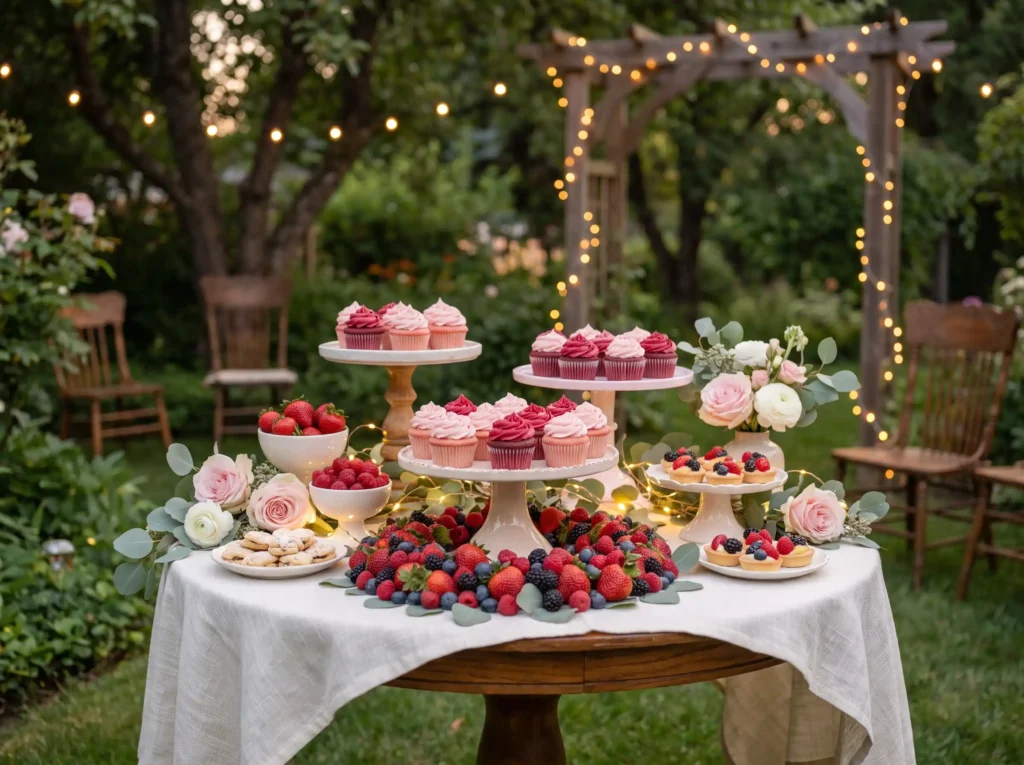 Cupcake and berry dessert table K