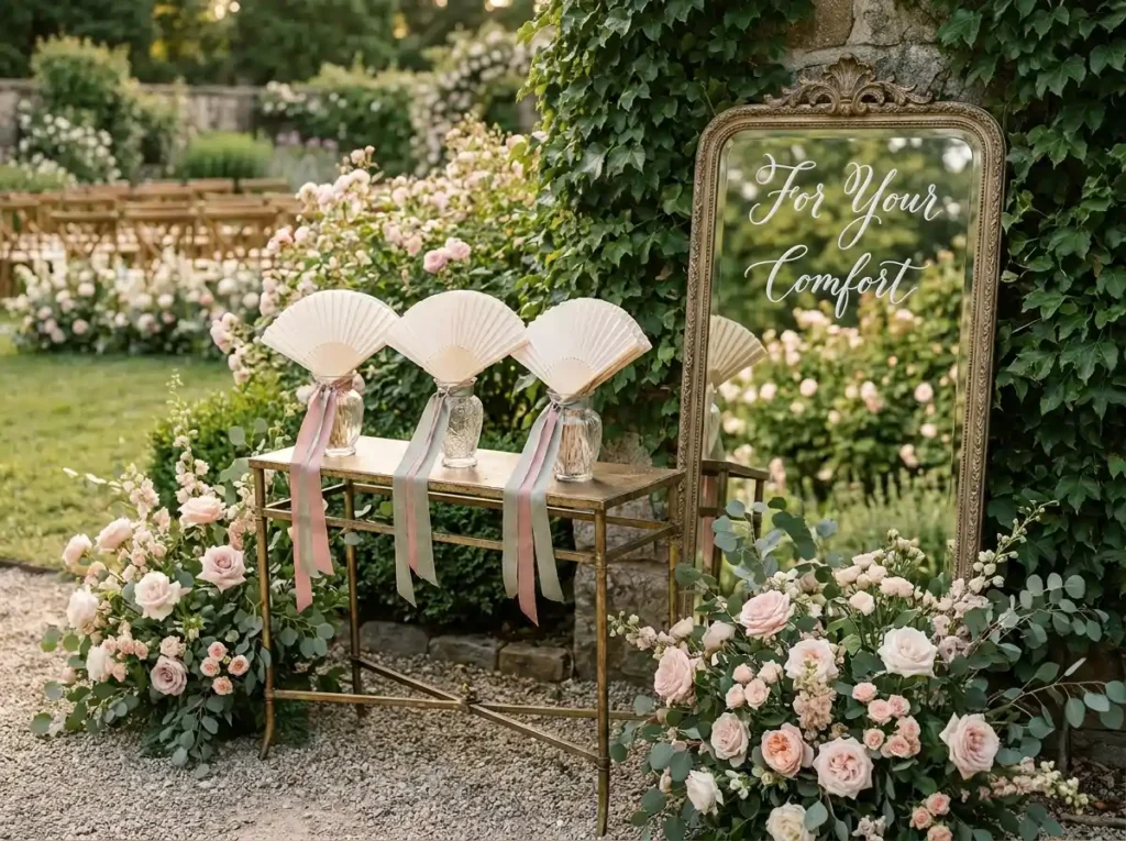 Dusty Rose Fan Ceremony Display