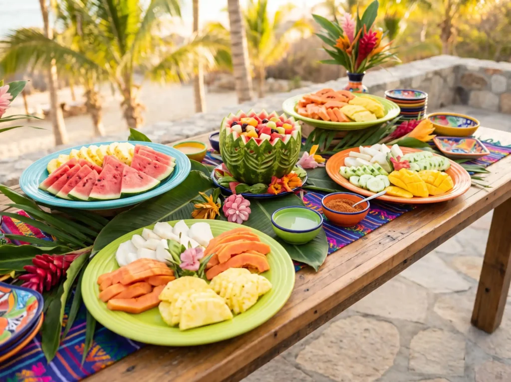 Tropical fruit buffet at wedding K