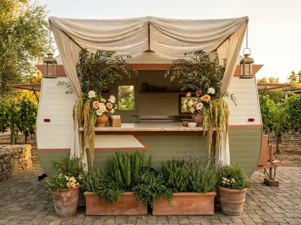 Mediterranean wedding taco trailer
