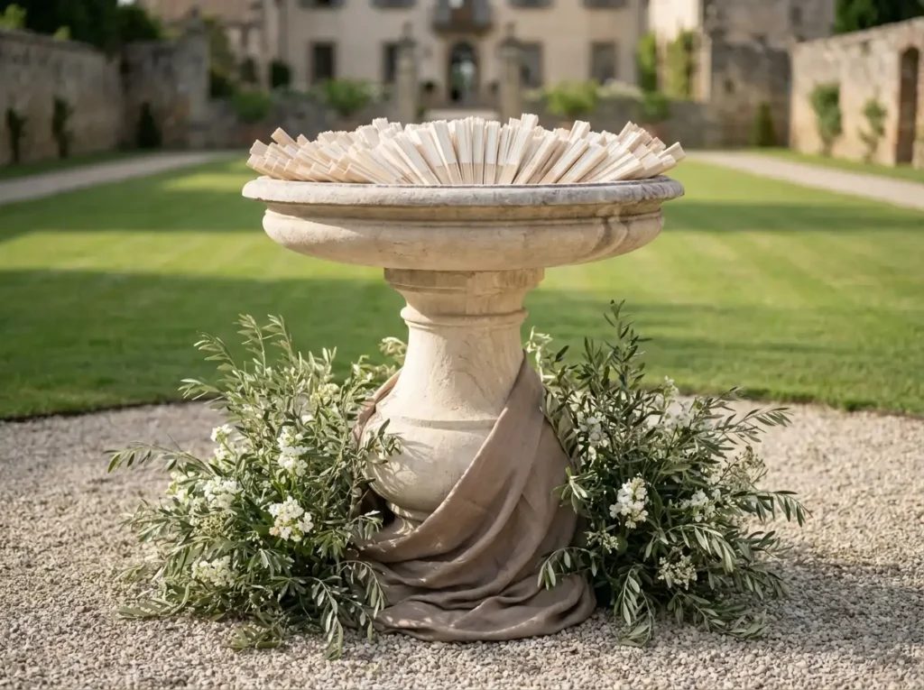 Stone garden fan fountain display