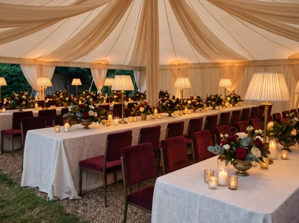 Vintage brass velvet tent dinner K