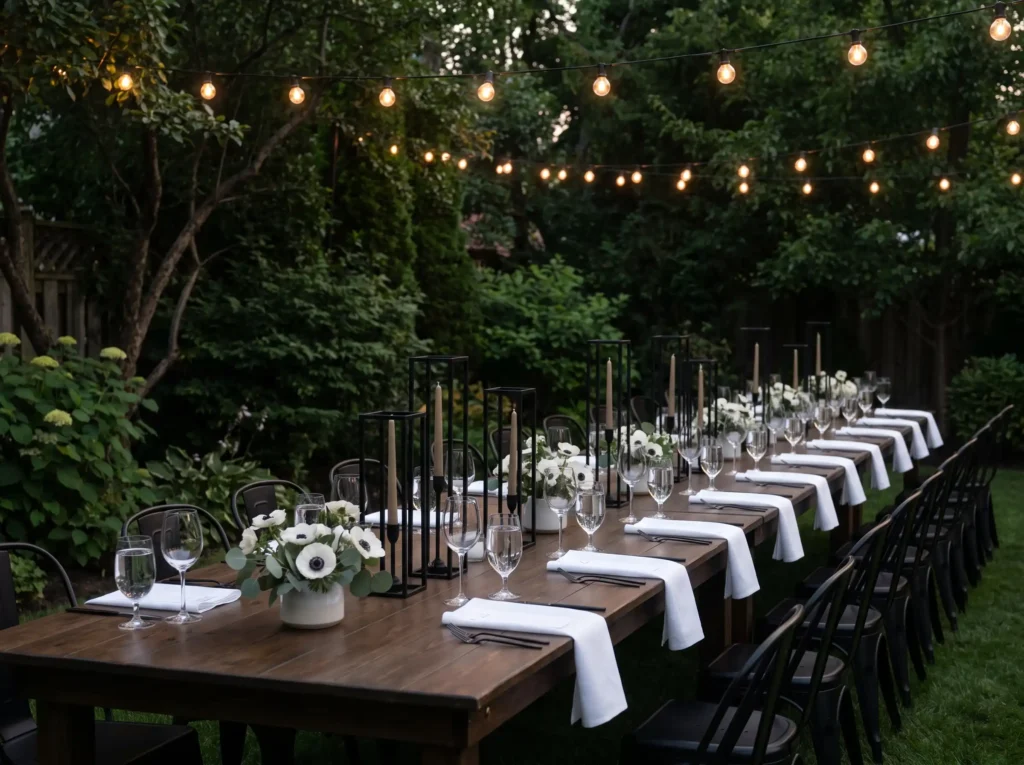 Minimalist black candle table setup K