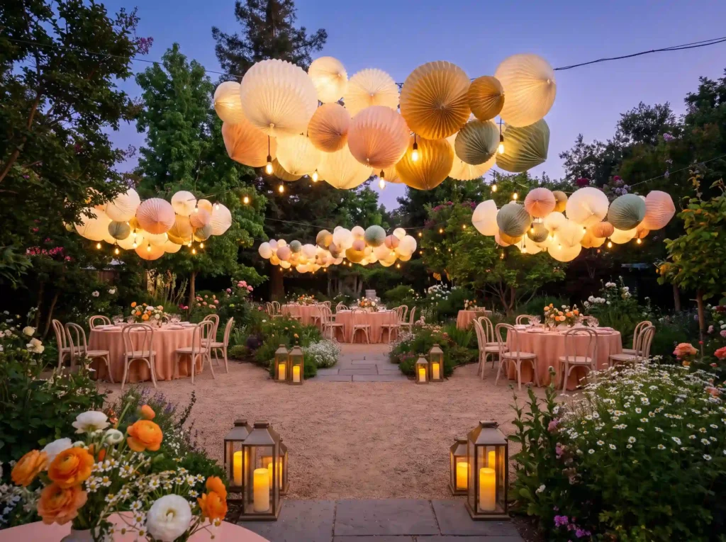 Paper fan light garden K