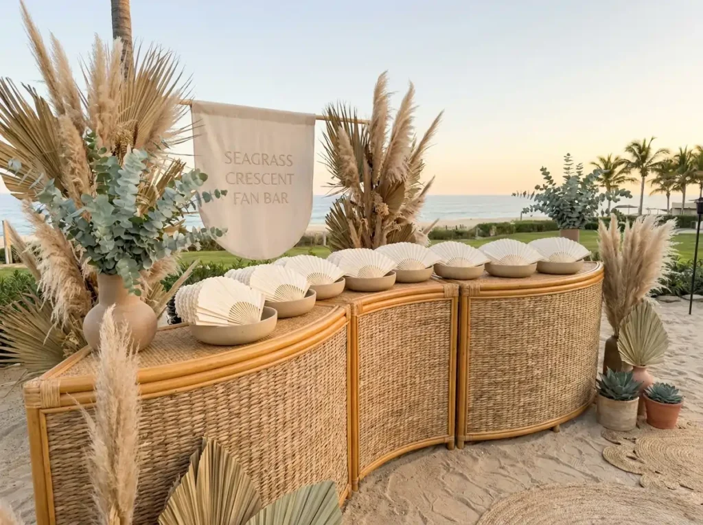 Seagrass crescent fan bar display
