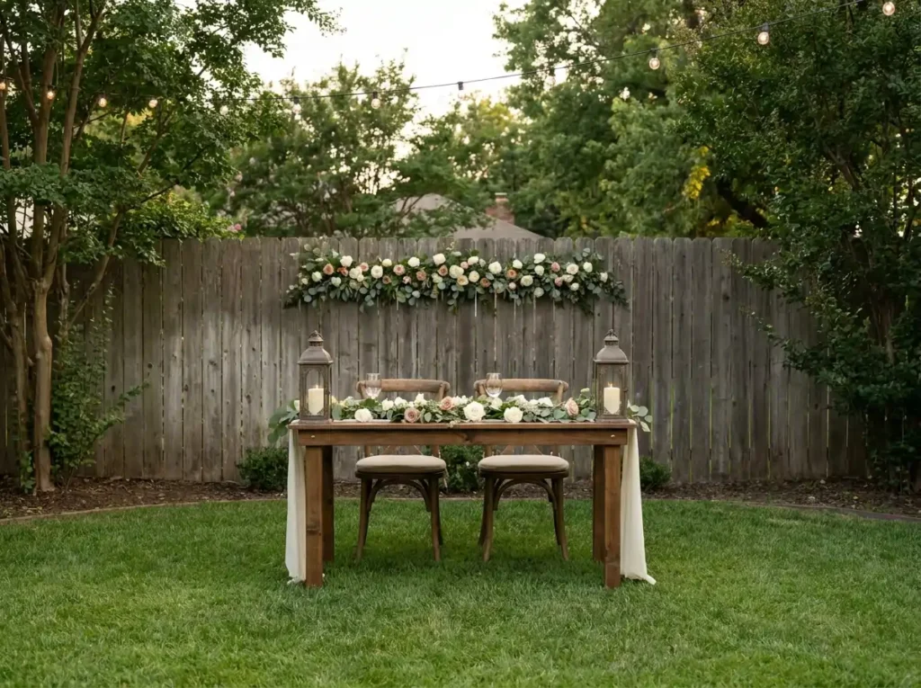 Sweetheart table setup outdoors