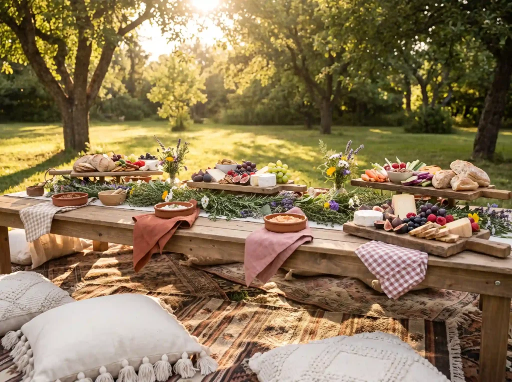 Bohemian picnic grazing setup K