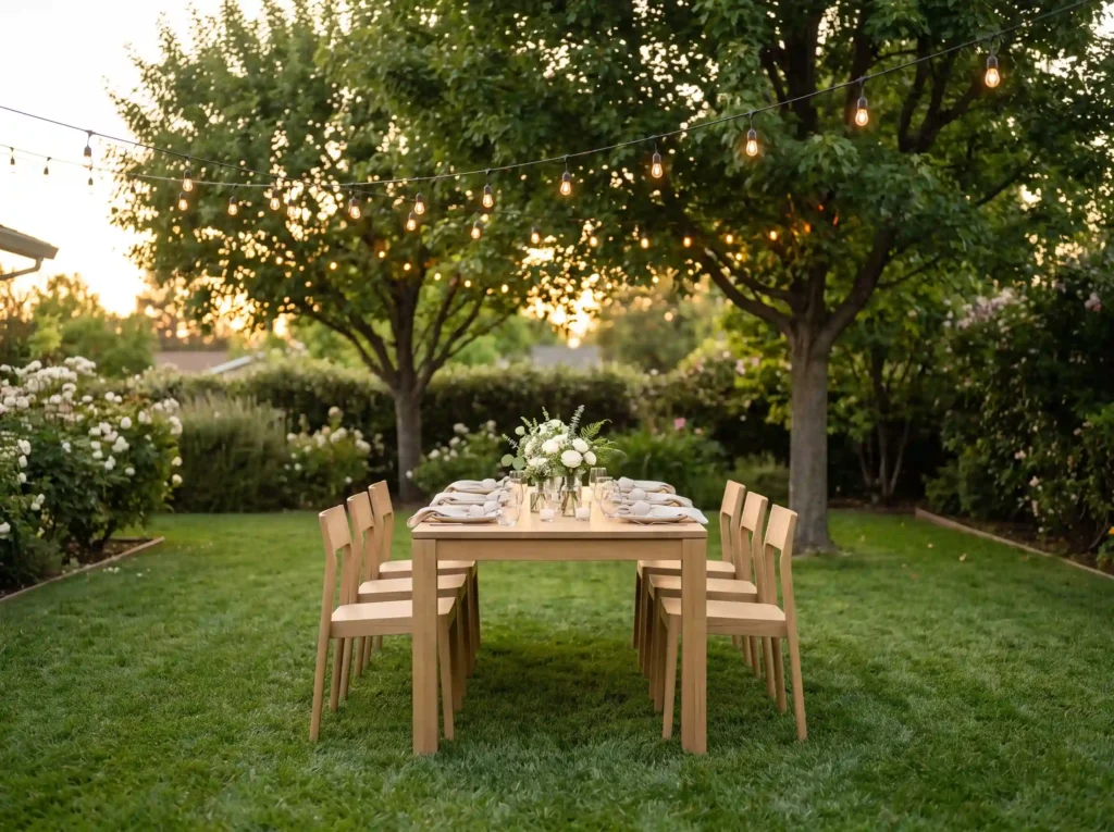 Backyard dinner table setup K
