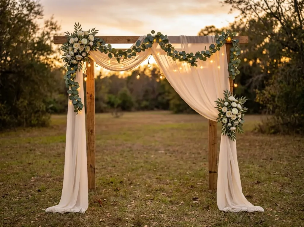 DIY Wooden Arch with Curtains